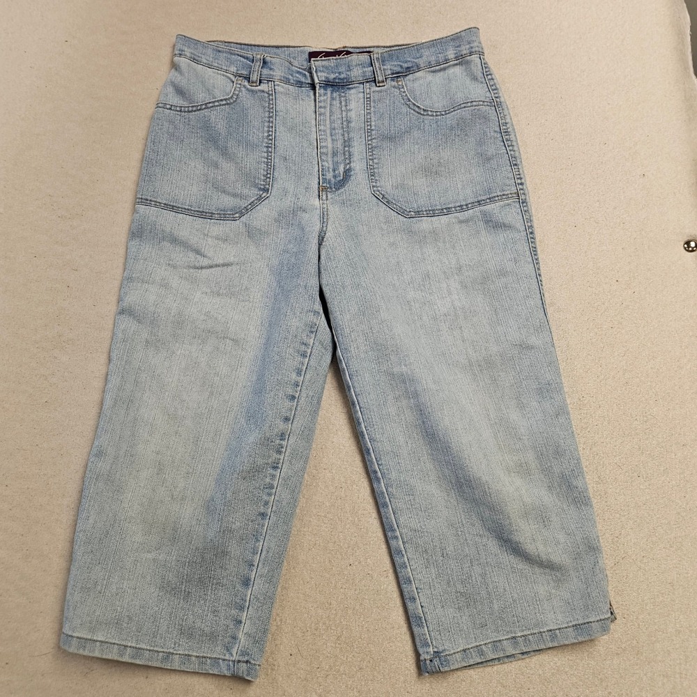 Gloria Vanderbilt Light Wash Denim Capri Pants Size 10 High Rise Cropped Jeans